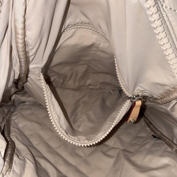 MZ Wallace Pocket Metro Quilted Nylon Backpack Diaper Laptop Work Bag Beige Tan - Picture 11 of 16